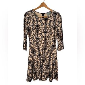 Skies Are Blue Black and Cream Long Sleeve Dress